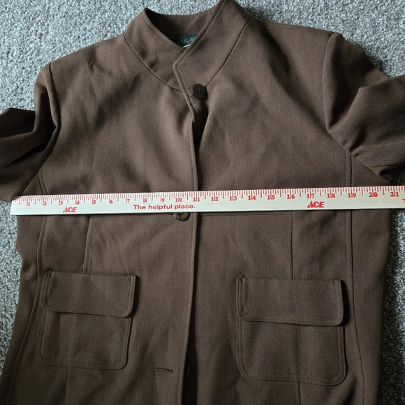 Vintage Harve Bernard Women's Longline Trench Coat Size 12 Brown Dark Academia - Picture 11 of 12